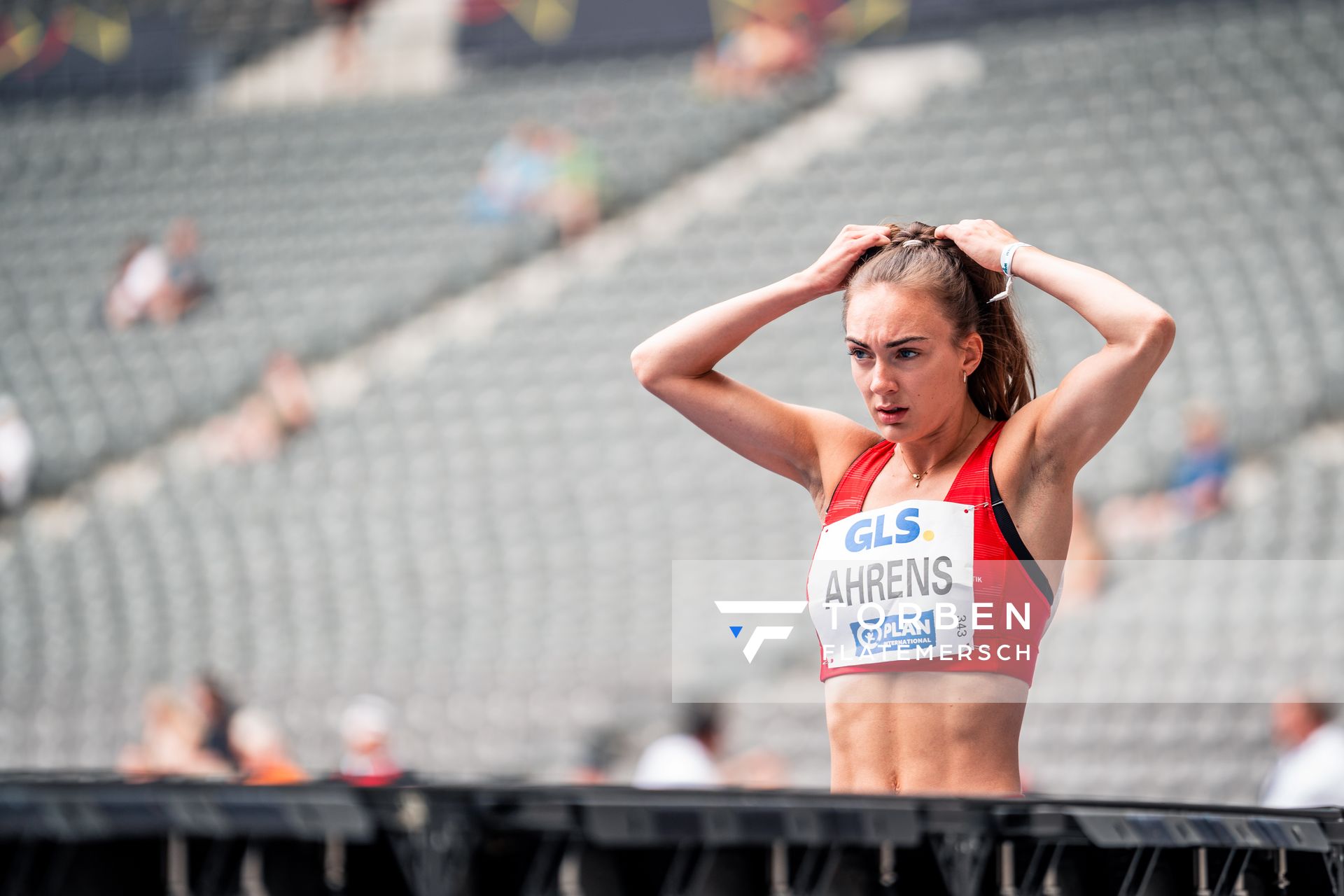 Lea Ahrens (VfL Eintracht Hannover) waehrend der deutschen Leichtathletik-Meisterschaften im Olympiastadion am 25.06.2022 in Berlin
